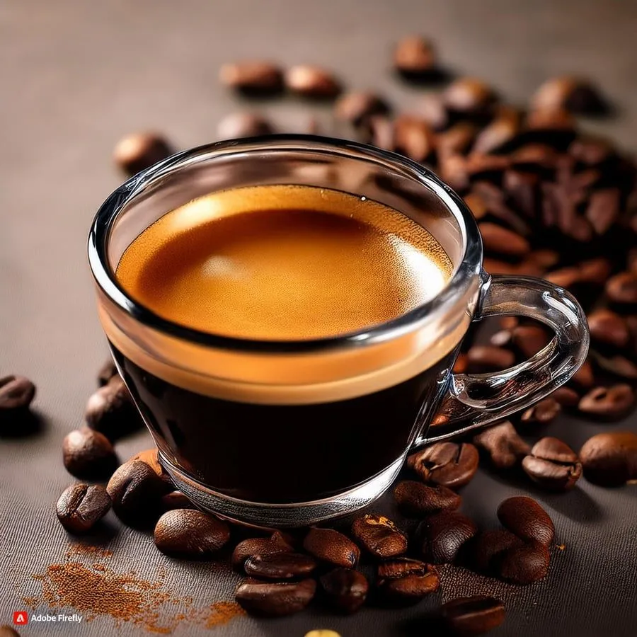 Premium espresso machine with freshly brewed coffee